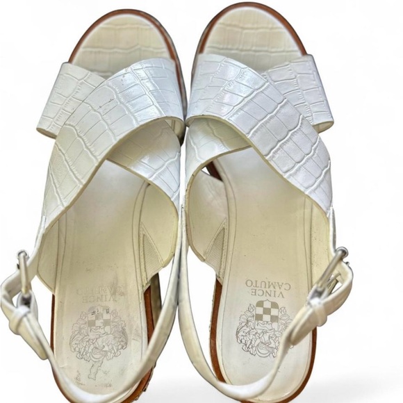 Vince Camuto Cream Croc-Embossed Espadrille Sandals Size 41 - Picture 6 of 8